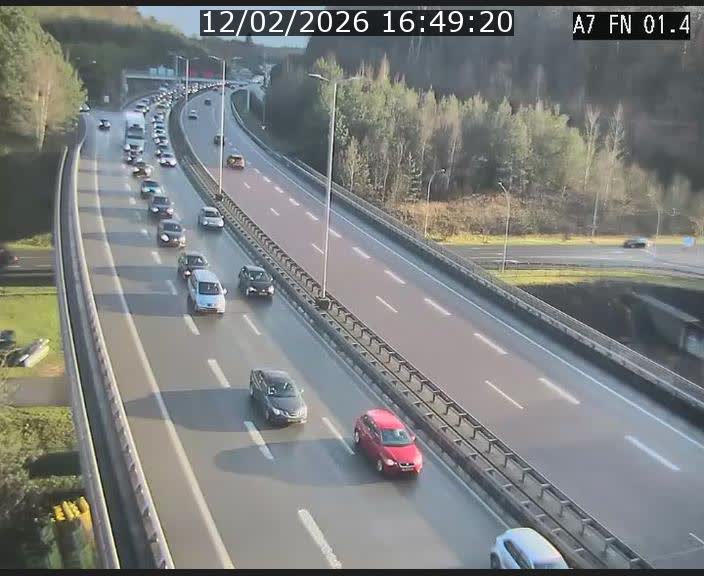 Caméra autoroute Luxembourg A7 - Tunnel Stafelter - direction Echangeur Grünewald