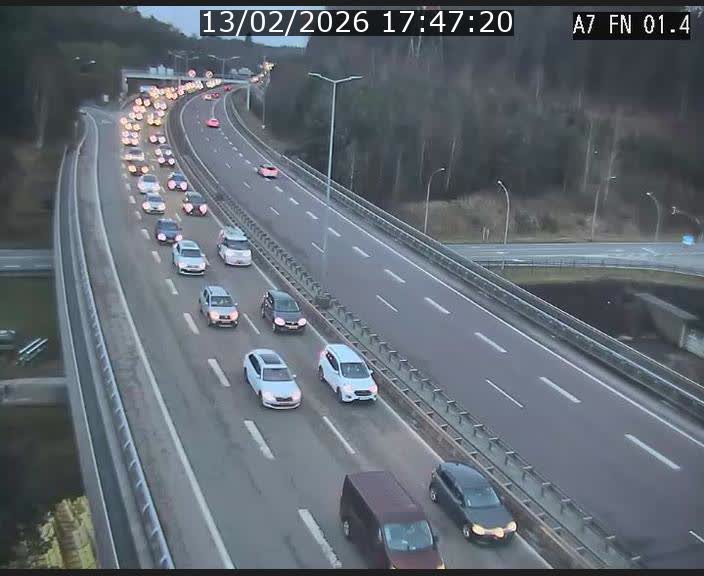 <h2>Caméra autoroute Luxembourg A7 - Tunnel Stafelter - direction Echangeur Grünewald</h2>
