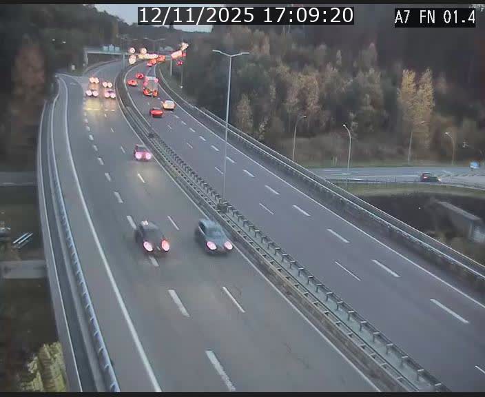 <h2>Caméra autoroute Luxembourg A7 - Tunnel Stafelter - direction Echangeur Grünewald</h2>