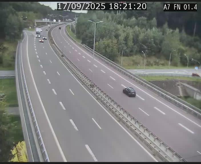 Caméra autoroute Luxembourg A7 - Tunnel Stafelter - direction Echangeur Grünewald