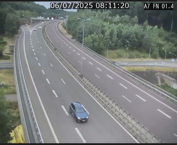 Caméra autoroute Luxembourg A7 - Tunnel Stafelter - direction Echangeur Grünewald