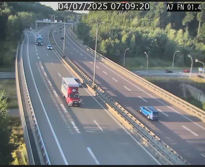Caméra autoroute Luxembourg A7 - Tunnel Stafelter - direction Echangeur Grünewald