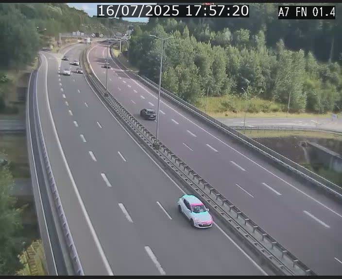 Caméra autoroute Luxembourg A7 - Tunnel Stafelter - direction Echangeur Grünewald