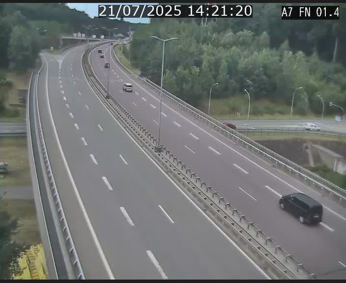Caméra autoroute Luxembourg A7 - Tunnel Stafelter - direction Echangeur Grünewald
