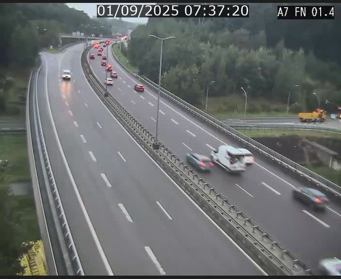 <h2>Caméra autoroute Luxembourg A7 - Tunnel Stafelter - direction Echangeur Grünewald</h2>