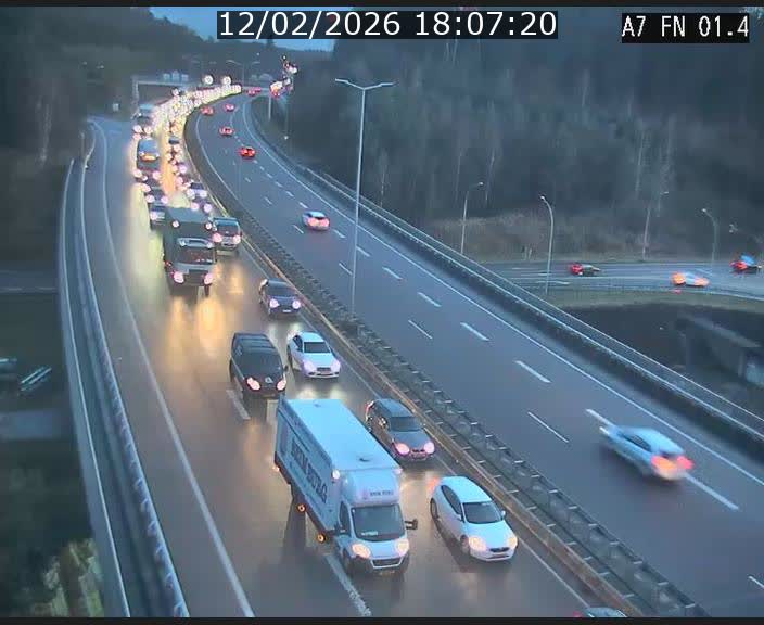 <h2>Caméra autoroute Luxembourg A7 - Tunnel Stafelter - direction Echangeur Grünewald</h2>