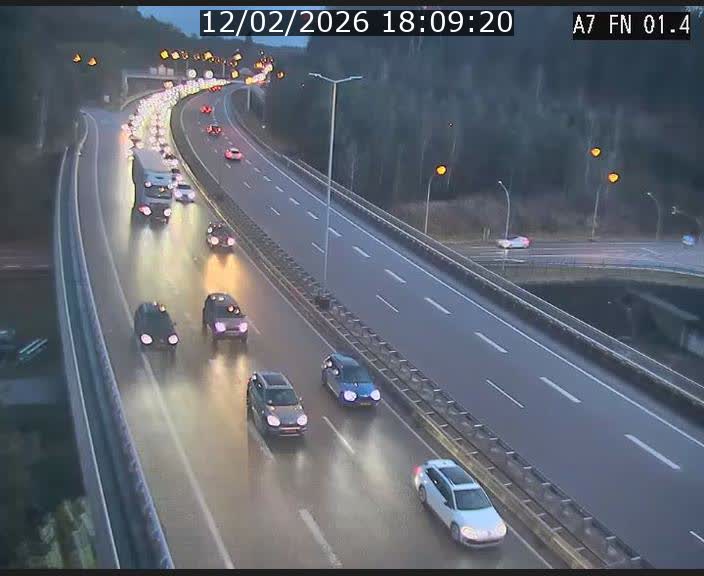<h2>Caméra autoroute Luxembourg A7 - Tunnel Stafelter - direction Echangeur Grünewald</h2>