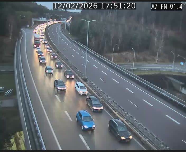 <h2>Caméra autoroute Luxembourg A7 - Tunnel Stafelter - direction Echangeur Grünewald</h2>