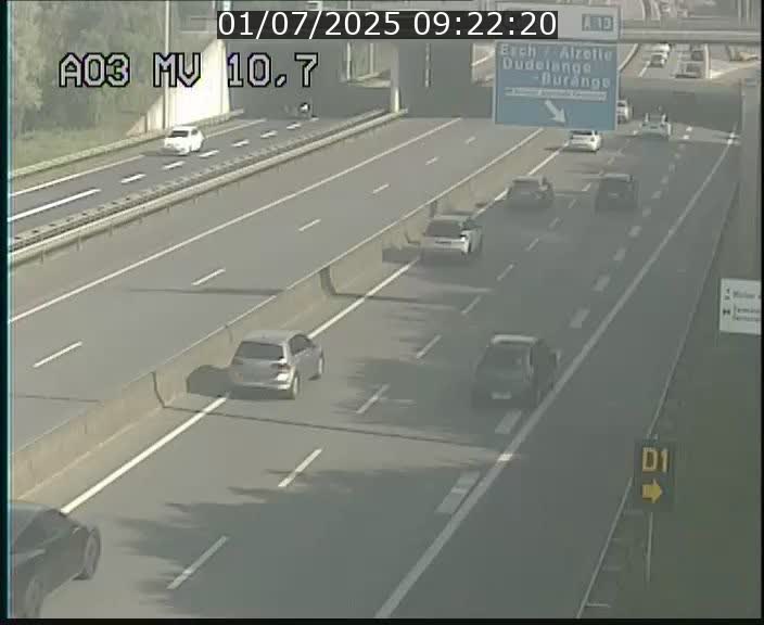 <h2>Traffic live webcam Luxembourg Croix de Bettembourg - A3 - BK 10.7 - direction France</h2>
