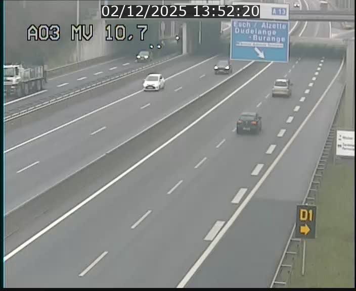 Traffic live webcam Luxembourg Croix de Bettembourg - A3 - BK 10.7 - direction France