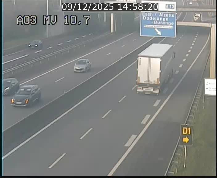 <h2>Traffic live webcam Luxembourg Croix de Bettembourg - A3 - BK 10.7 - direction France</h2>