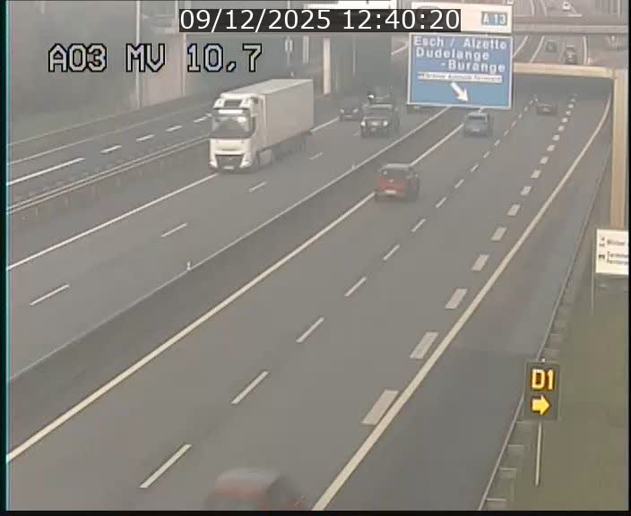 Traffic live webcam Luxembourg Croix de Bettembourg - A3 - BK 10.7 - direction France