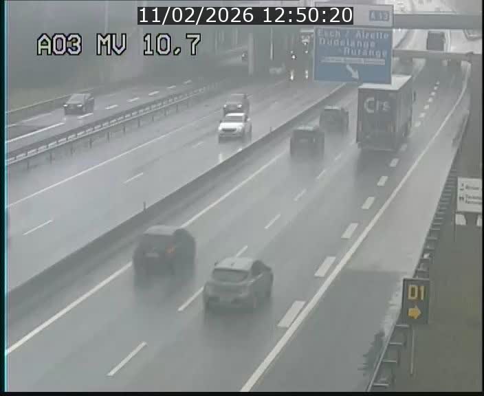 <h2>Traffic live webcam Luxembourg Croix de Bettembourg - A3 - BK 10.7 - direction France</h2>