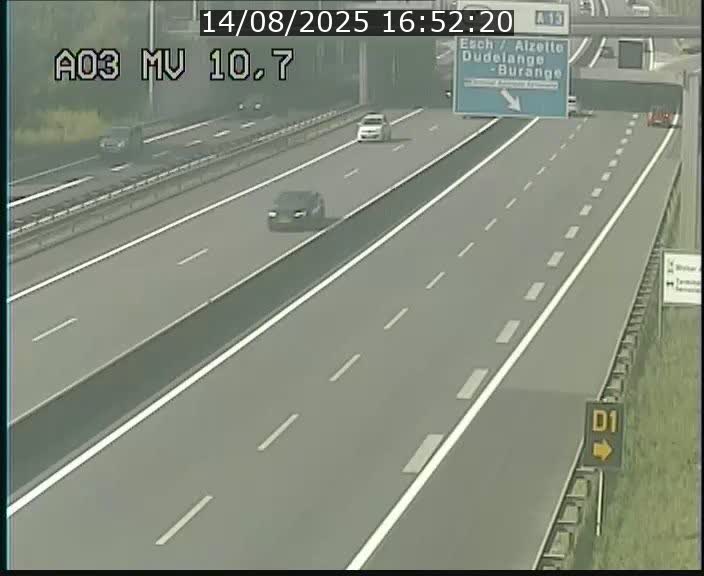 <h2>Traffic live webcam Luxembourg Croix de Bettembourg - A3 - BK 10.7 - direction France</h2>