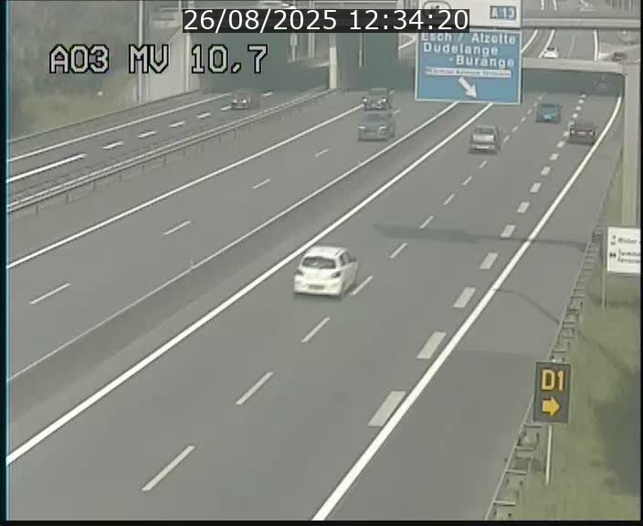 <h2>Traffic live webcam Luxembourg Croix de Bettembourg - A3 - BK 10.7 - direction France</h2>