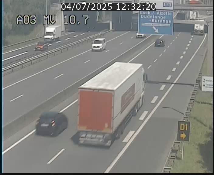 Traffic live webcam Luxembourg Croix de Bettembourg - A3 - BK 10.7 - direction France