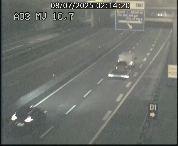 Traffic live webcam Luxembourg Croix de Bettembourg - A3 - BK 10.7 - direction France