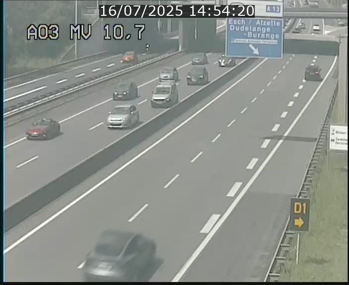 Traffic live webcam Luxembourg Croix de Bettembourg - A3 - BK 10.7 - direction France