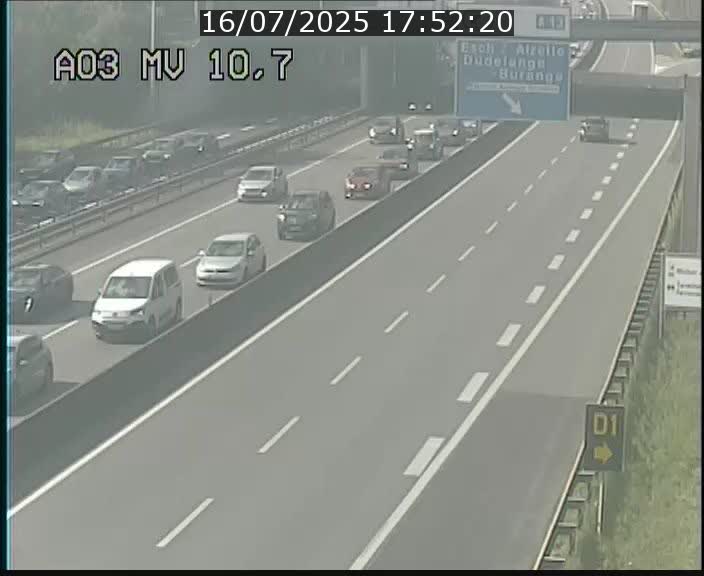 Traffic live webcam Luxembourg Croix de Bettembourg - A3 - BK 10.7 - direction France