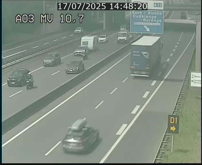 Traffic live webcam Luxembourg Croix de Bettembourg - A3 - BK 10.7 - direction France