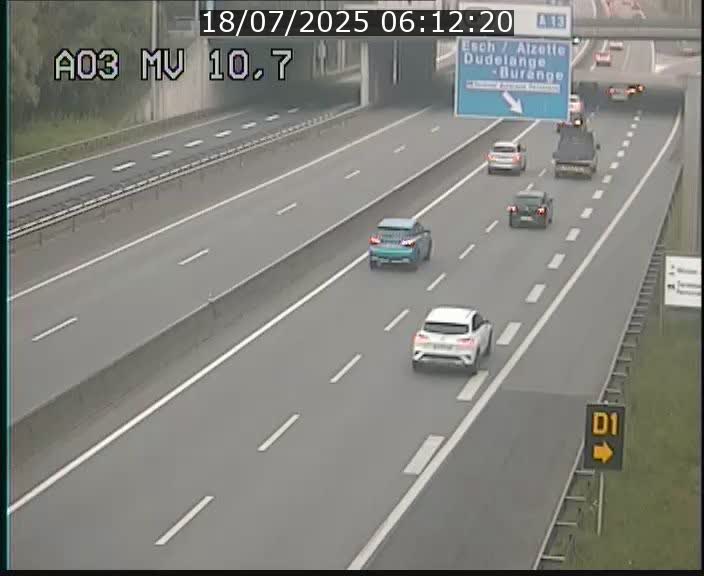 Traffic live webcam Luxembourg Croix de Bettembourg - A3 - BK 10.7 - direction France