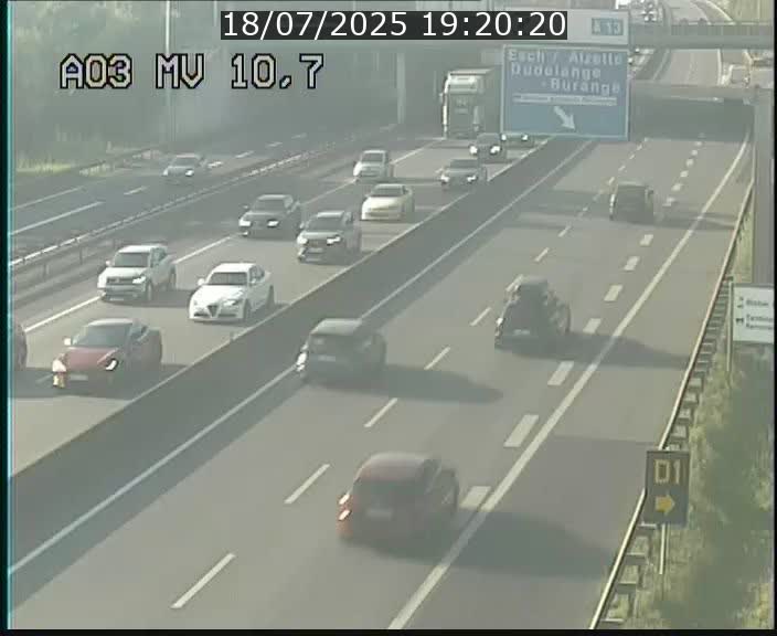 Traffic live webcam Luxembourg Croix de Bettembourg - A3 - BK 10.7 - direction France