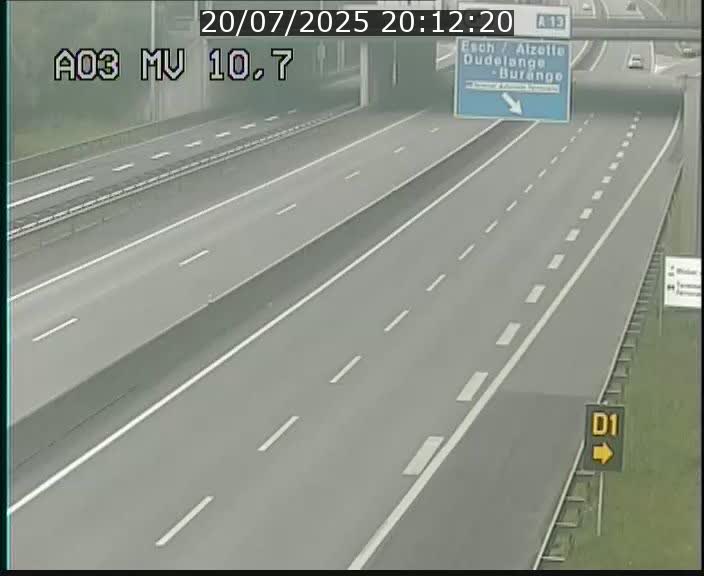Traffic live webcam Luxembourg Croix de Bettembourg - A3 - BK 10.7 - direction France