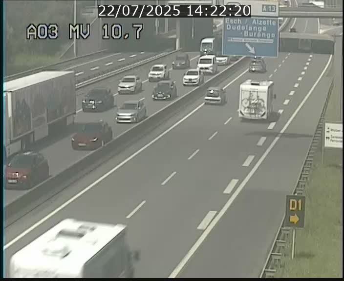 Traffic live webcam Luxembourg Croix de Bettembourg - A3 - BK 10.7 - direction France