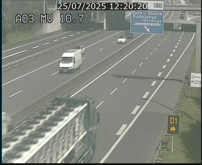 Traffic live webcam Luxembourg Croix de Bettembourg - A3 - BK 10.7 - direction France