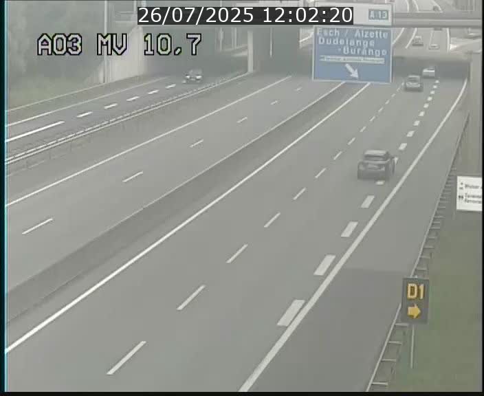 Traffic live webcam Luxembourg Croix de Bettembourg - A3 - BK 10.7 - direction France
