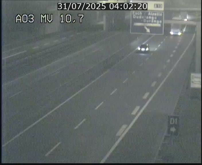 Traffic live webcam Luxembourg Croix de Bettembourg - A3 - BK 10.7 - direction France