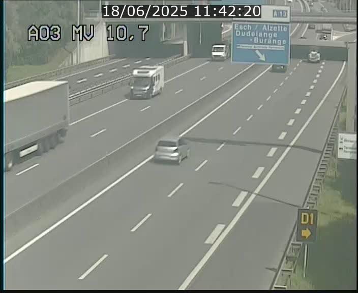 Traffic live webcam Luxembourg Croix de Bettembourg - A3 - BK 10.7 - direction France
