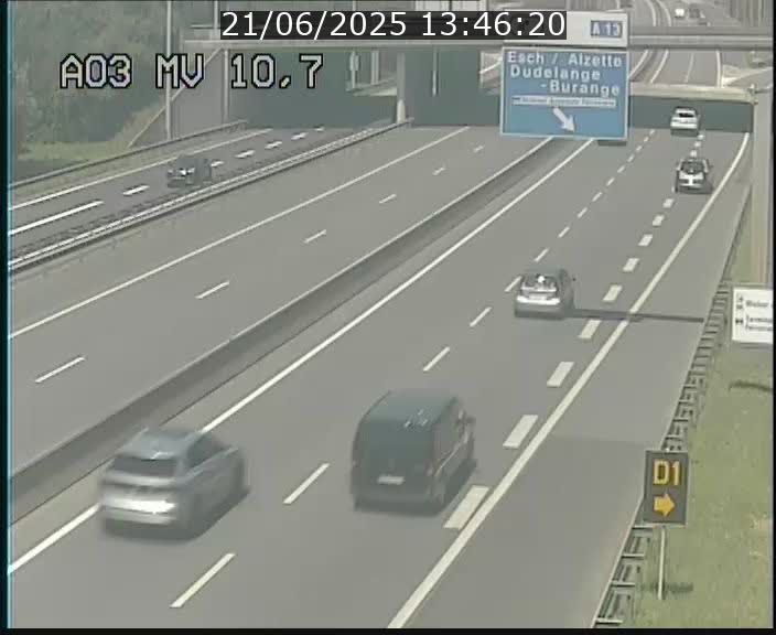 <h2>Traffic live webcam Luxembourg Croix de Bettembourg - A3 - BK 10.7 - direction France</h2>