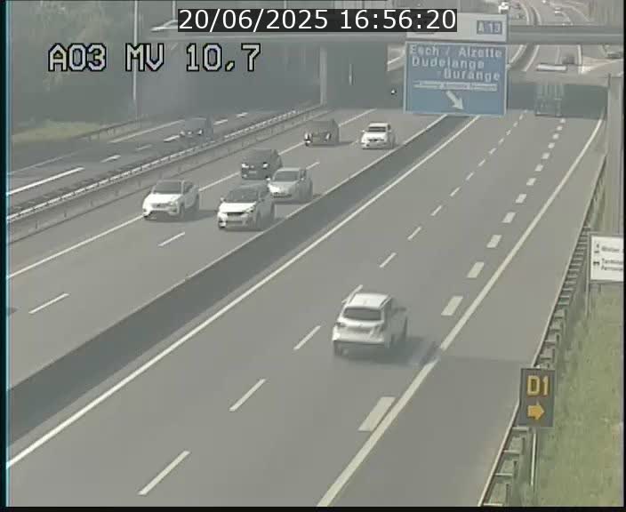 <h2>Traffic live webcam Luxembourg Croix de Bettembourg - A3 - BK 10.7 - direction France</h2>