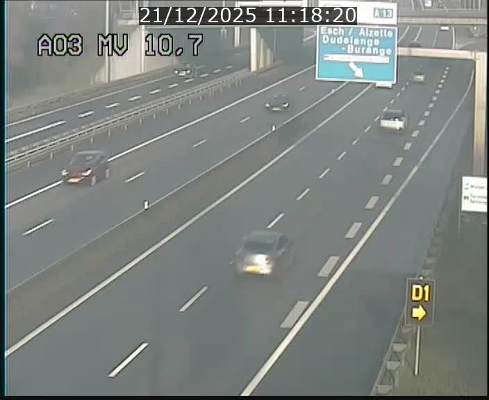 Traffic live webcam Luxembourg Croix de Bettembourg - A3 - BK 10.7 - direction France