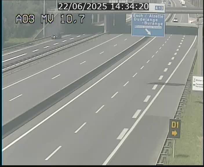 <h2>Traffic live webcam Luxembourg Croix de Bettembourg - A3 - BK 10.7 - direction France</h2>