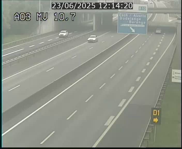 <h2>Traffic live webcam Luxembourg Croix de Bettembourg - A3 - BK 10.7 - direction France</h2>