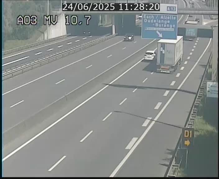 <h2>Traffic live webcam Luxembourg Croix de Bettembourg - A3 - BK 10.7 - direction France</h2>