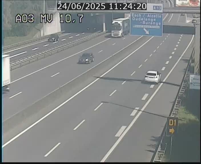 <h2>Traffic live webcam Luxembourg Croix de Bettembourg - A3 - BK 10.7 - direction France</h2>