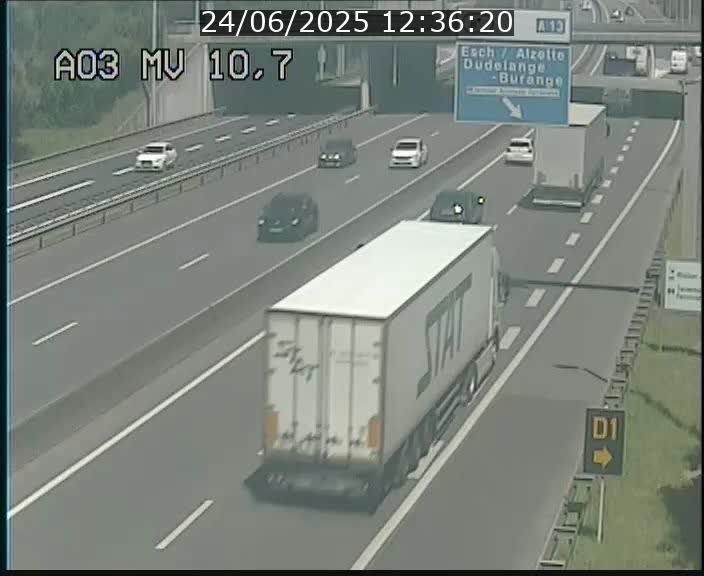 <h2>Traffic live webcam Luxembourg Croix de Bettembourg - A3 - BK 10.7 - direction France</h2>
