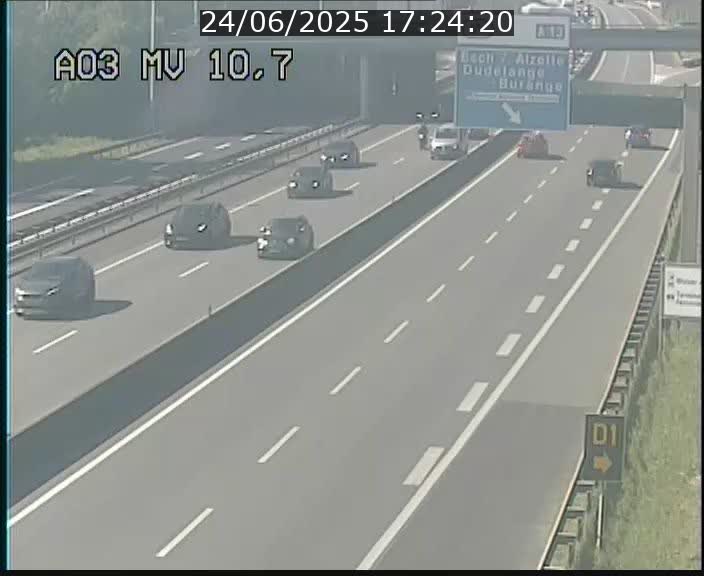 <h2>Traffic live webcam Luxembourg Croix de Bettembourg - A3 - BK 10.7 - direction France</h2>