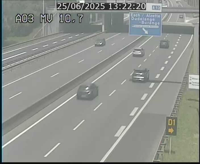 <h2>Traffic live webcam Luxembourg Croix de Bettembourg - A3 - BK 10.7 - direction France</h2>