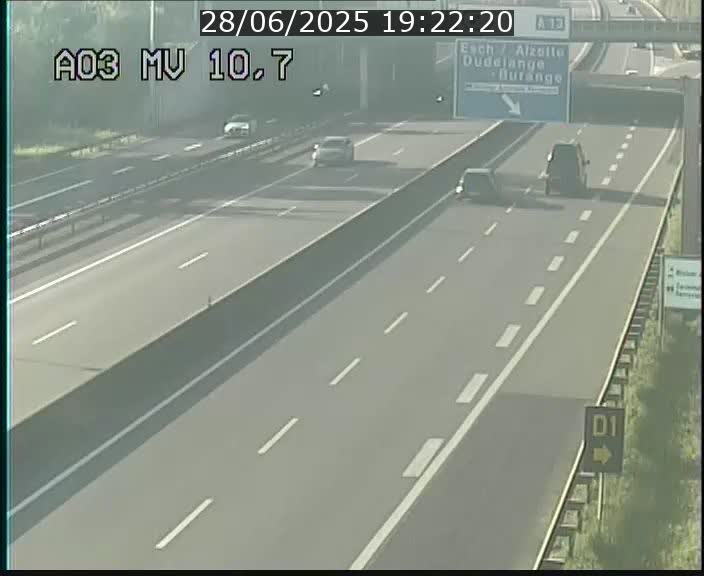 <h2>Traffic live webcam Luxembourg Croix de Bettembourg - A3 - BK 10.7 - direction France</h2>