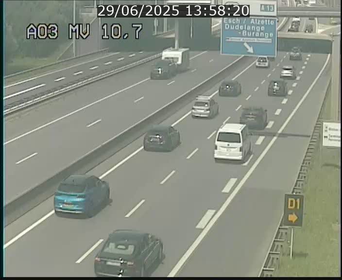 <h2>Traffic live webcam Luxembourg Croix de Bettembourg - A3 - BK 10.7 - direction France</h2>