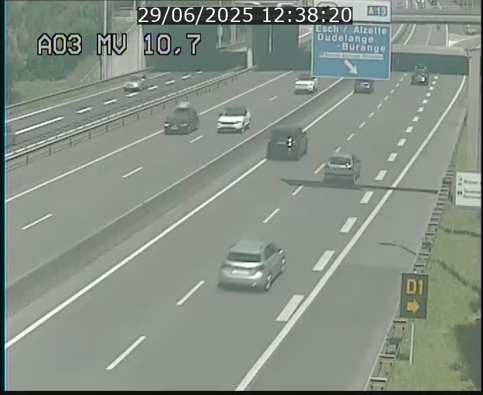<h2>Traffic live webcam Luxembourg Croix de Bettembourg - A3 - BK 10.7 - direction France</h2>