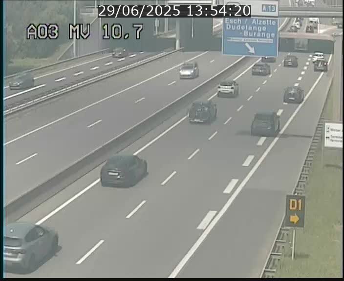 <h2>Traffic live webcam Luxembourg Croix de Bettembourg - A3 - BK 10.7 - direction France</h2>