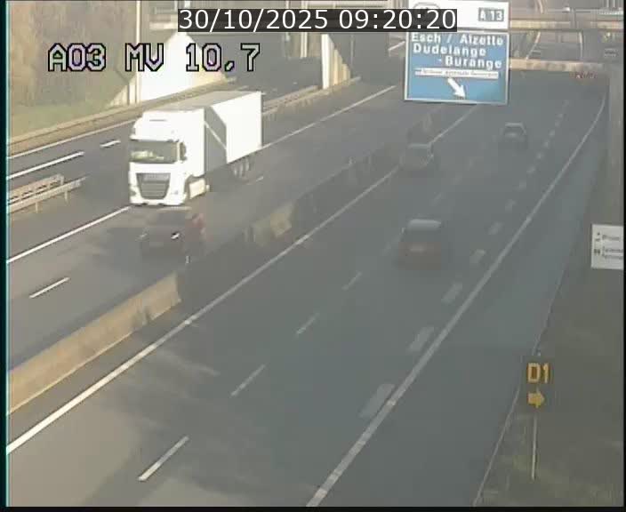 Traffic live webcam Luxembourg Croix de Bettembourg - A3 - BK 10.7 - direction France