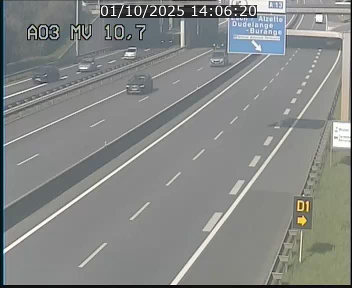 Traffic live webcam Luxembourg Croix de Bettembourg - A3 - BK 10.7 - direction France