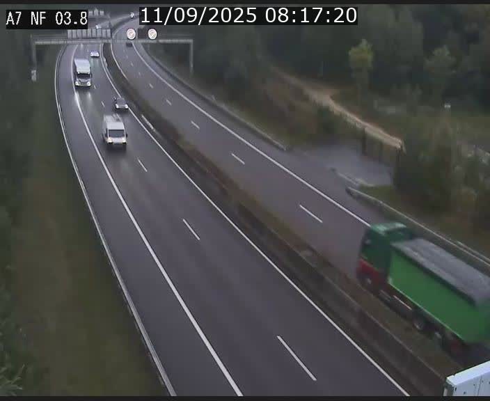 Webcam autoroute A7 au Luxembourg à la sortie du Tunnel Stafelter vers le Nord