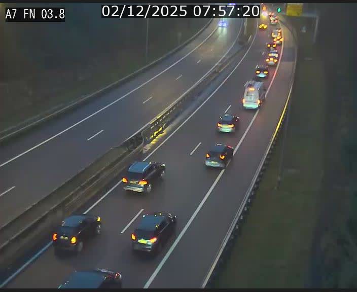 <h2>Caméra autoroute Luxembourg A7 - Passage à gibier Rëngelbour - direction Tunnel Stafelter</h2>